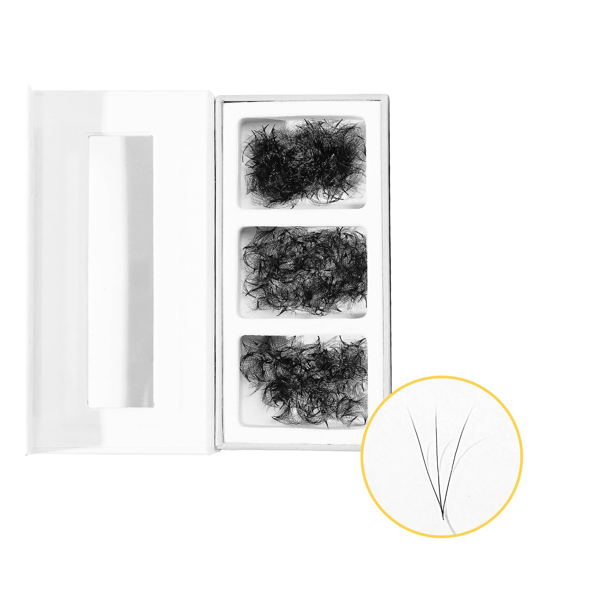 3D Mix 3in1  GLAMOREYELASH 750 Promade Natural Eyelashes Extensions | Loose Mix 3 Fan from 3D to 14D Handmade Individual Lashes | 0.03/0.05/0.07mm Thickness of Mink Lashes | C CC D Curl - GlamorEyelash